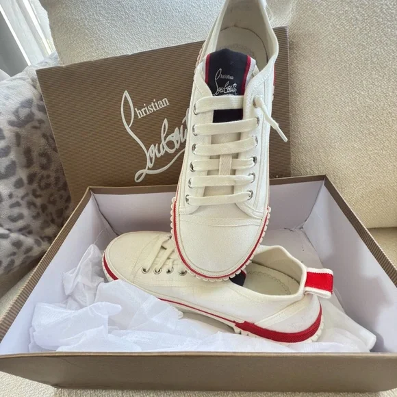 Christian Louboutin White and Red Women's Sneakers - Picture 3 of 3
